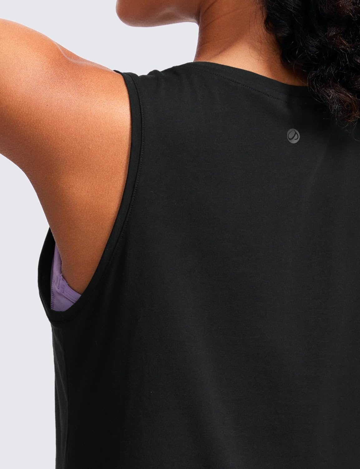 image:imageCRZ YOGA Womens Pima Cotton Sleeveless Loose Tank Tops Exercise Gym Yoga Tops Athletic ShirtsBlack