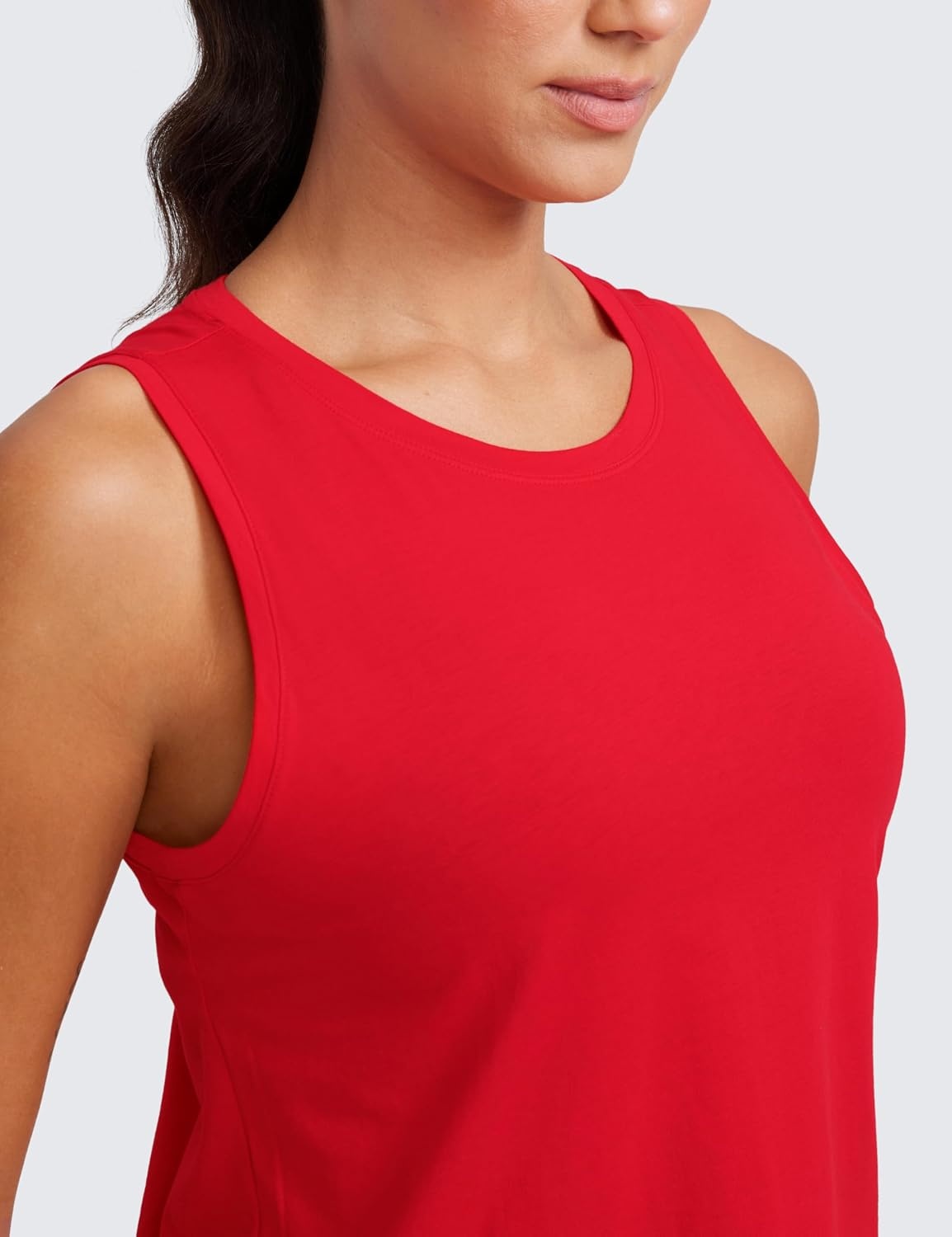 image:imageCRZ YOGA Womens Pima Cotton Sleeveless Loose Tank Tops Exercise Gym Yoga Tops Athletic ShirtsFestival Red
