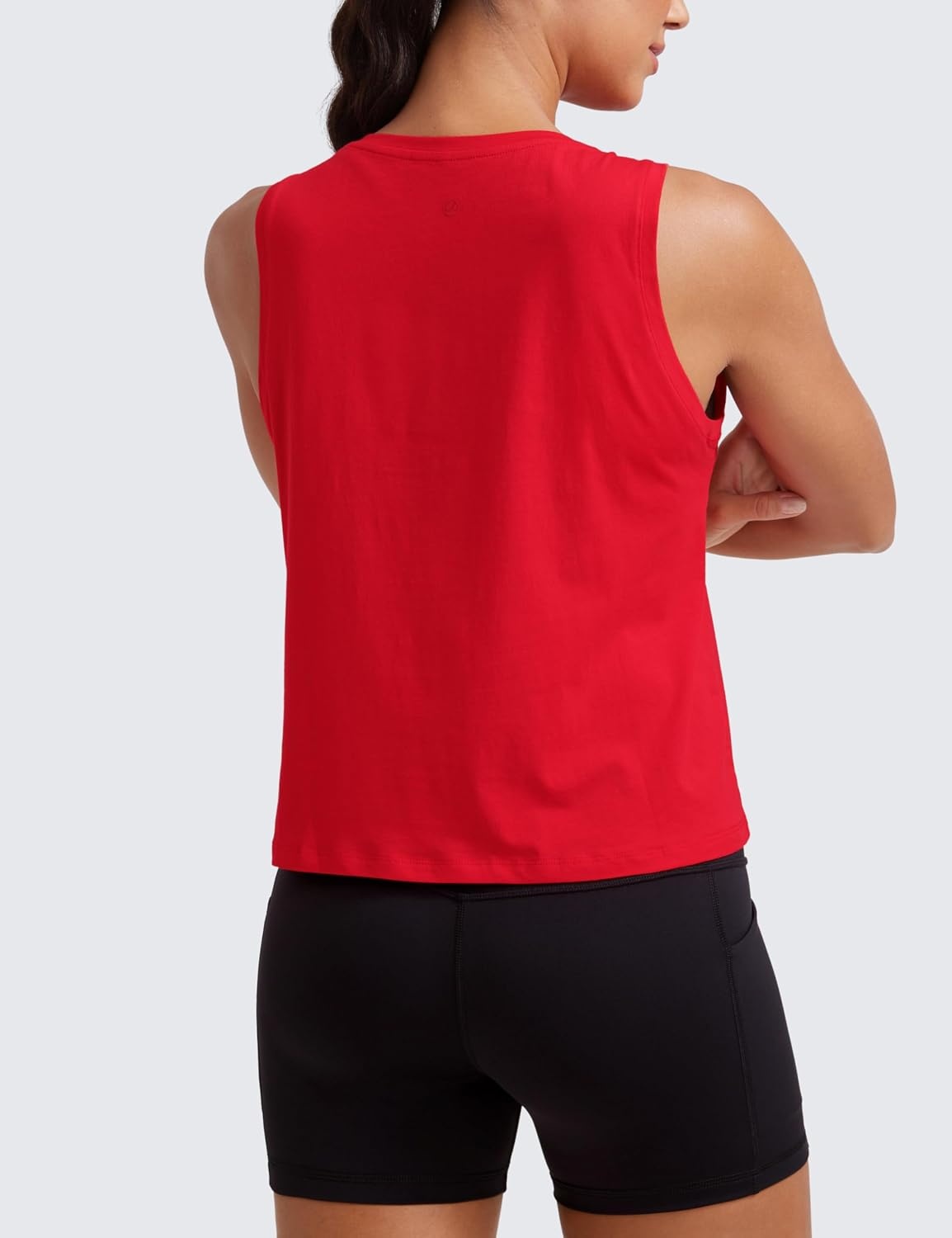 image:imageCRZ YOGA Womens Pima Cotton Sleeveless Loose Tank Tops Exercise Gym Yoga Tops Athletic ShirtsFestival Red