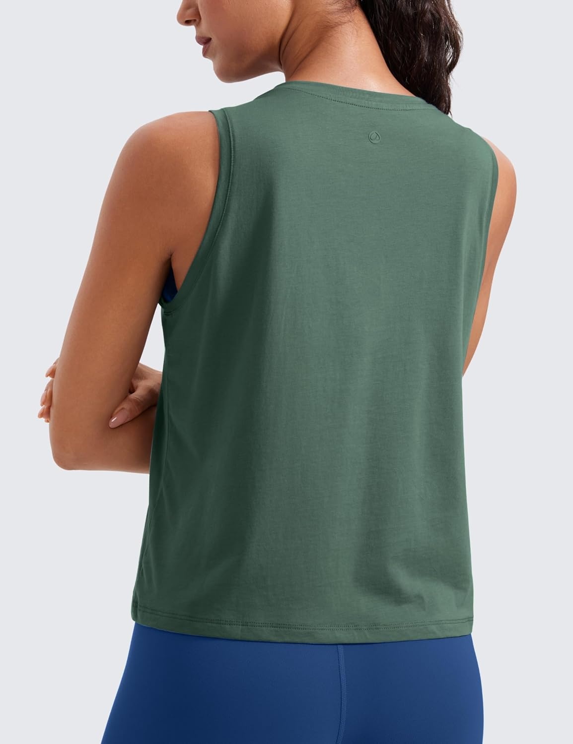 image:imageCRZ YOGA Womens Pima Cotton Sleeveless Loose Tank Tops Exercise Gym Yoga Tops Athletic ShirtsGraphite Green