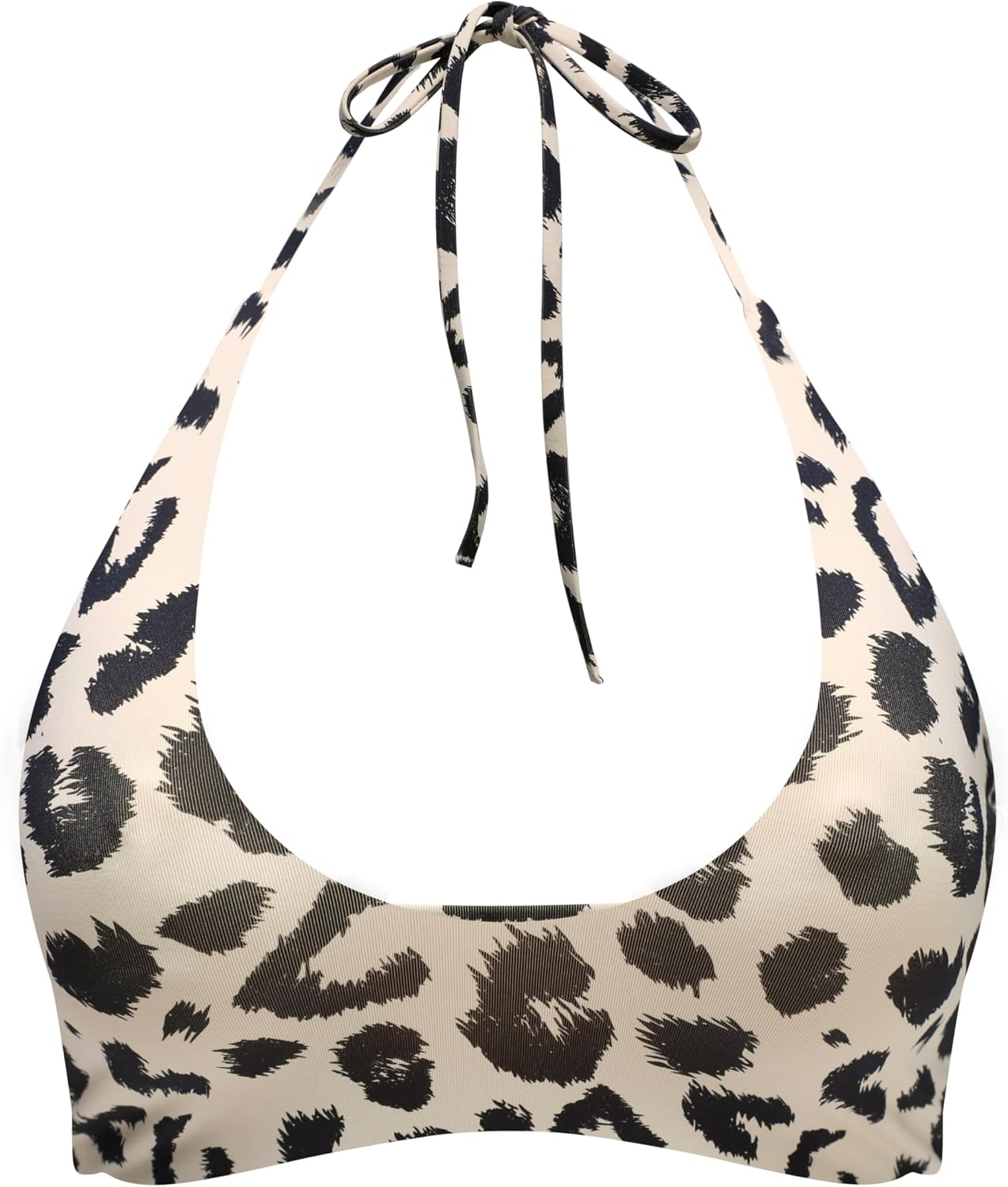 image:imageCRZ YOGA Womens Self Tie Halter Bikini Tops Swim Bathing Suit Scoop Neck Backless Swimsuit PaddedPrimulin Leopard Print