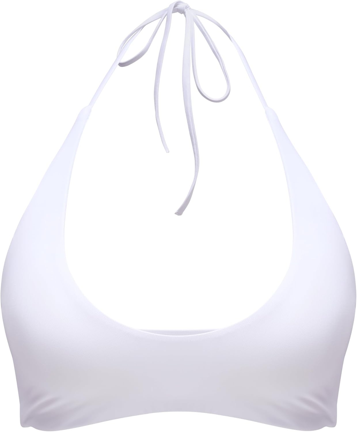 image:imageCRZ YOGA Womens Self Tie Halter Bikini Tops Swim Bathing Suit Scoop Neck Backless Swimsuit PaddedWhite