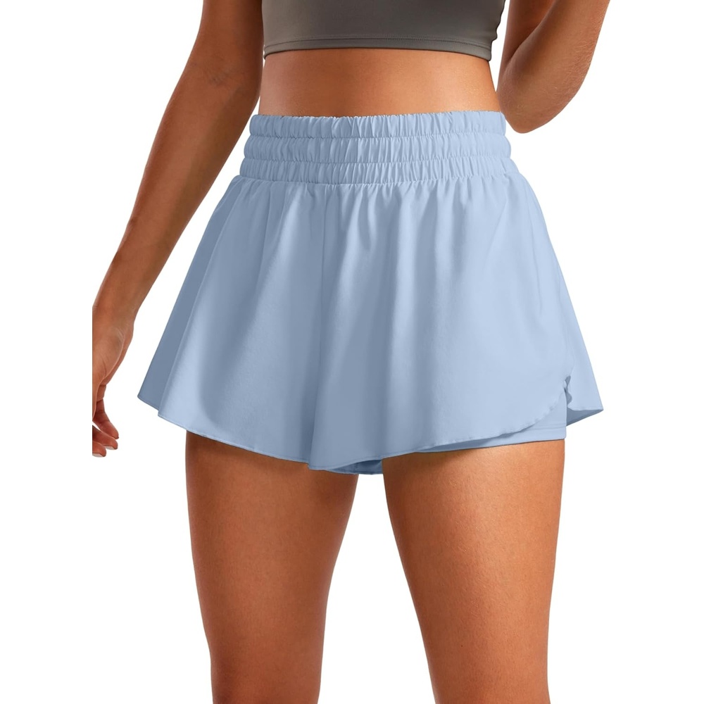 image:imageCRZ YOGA 2 in 1 Split Flowy Running Shorts for Women 3 High Waisted Quick Dry Skirts for Tennis Workout Athletic LoungeThe Breeze Blue