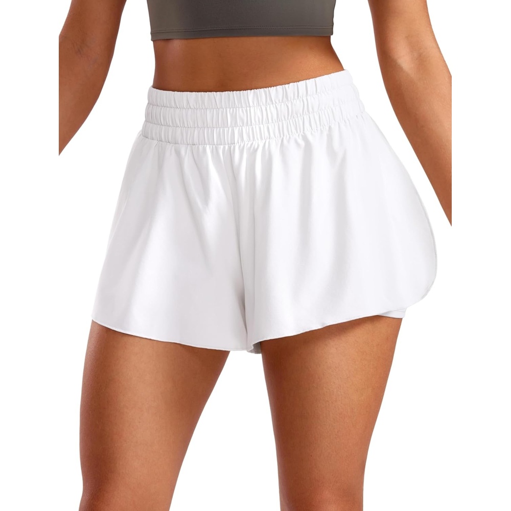 image:imageCRZ YOGA 2 in 1 Split Flowy Running Shorts for Women 3 High Waisted Quick Dry Skirts for Tennis Workout Athletic LoungeWhite