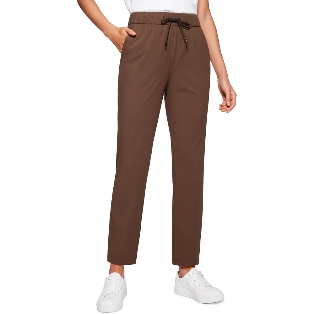 image:imageCRZ YOGA 4Way Stretch Ankle Golf Pants for Women 27 Casual Dress Work 78 Sweatpants with PocketsCoffee Brown
