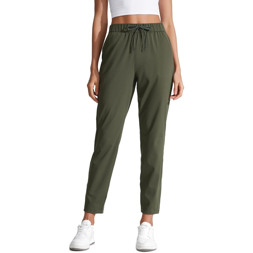 image:imageCRZ YOGA 4Way Stretch Ankle Golf Pants for Women 27 Casual Dress Work 78 Sweatpants with PocketsOlive Green