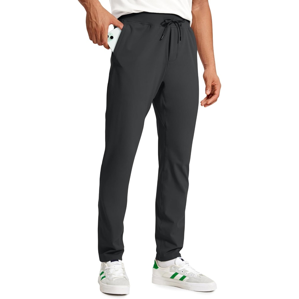 image:imageCRZ YOGA 4Way Stretch Athletic Pants for Men 30  Workout Lounge Casual Work Jogger with Zip PocketInk Gray