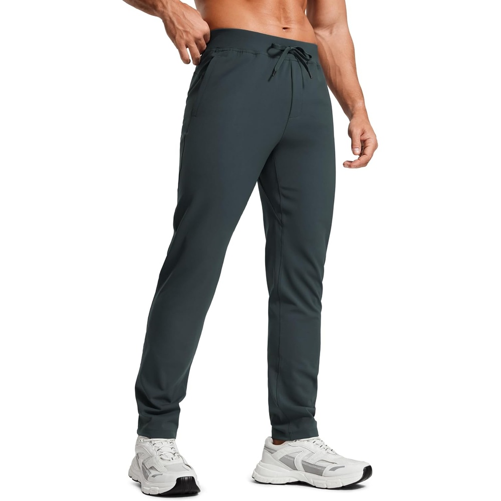 image:imageCRZ YOGA 4Way Stretch Athletic Pants for Men 30  Workout Lounge Casual Work Jogger with Zip PocketMelanite
