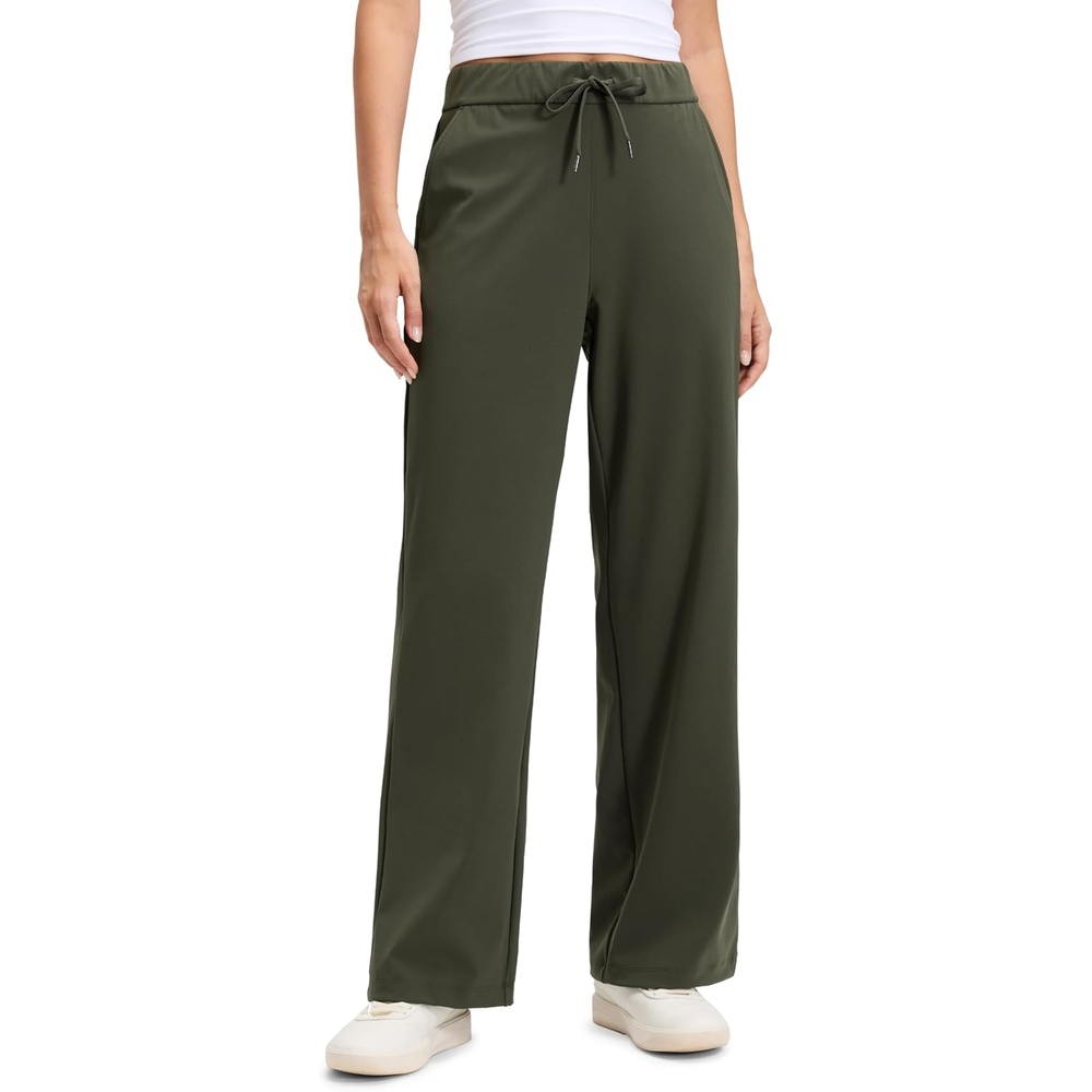 image:imageCRZ YOGA 4Way Stretch Casual Pants for Women 30 Straight Leg with Pockets for Work Dress TravelOlive Green