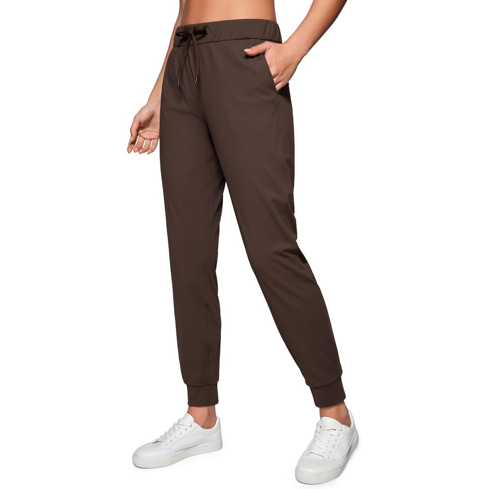 image:imageCRZ YOGA 4Way Stretch Workout Joggers for Women 28 Casual Travel Athletic Pants with PocketsHot Fudge Brown