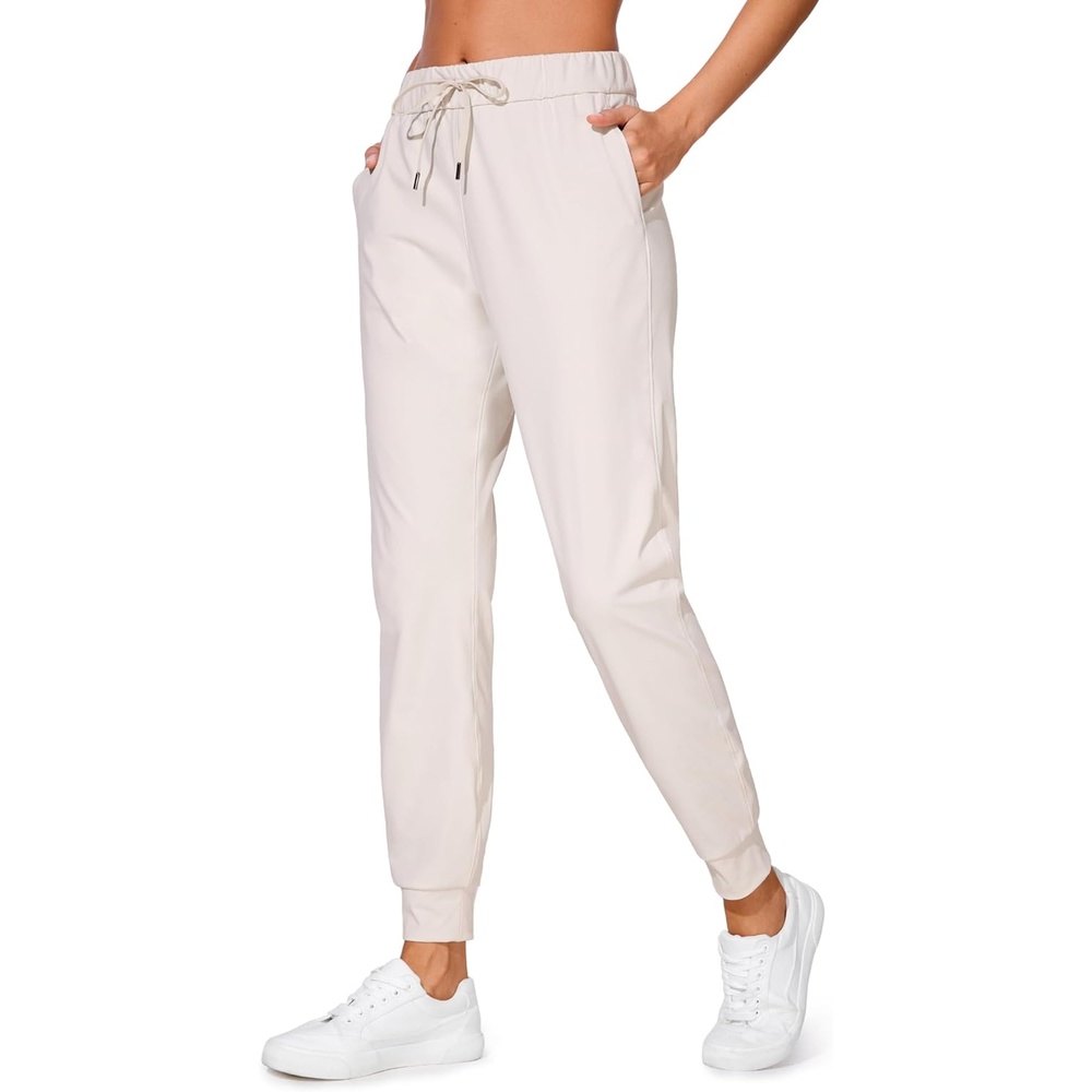 image:imageCRZ YOGA 4Way Stretch Workout Joggers for Women 28 Casual Travel Athletic Pants with PocketsMilky White Bone