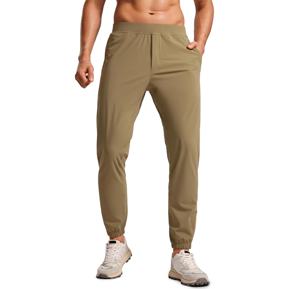 image:imageCRZ YOGA Athletic Joggers for Men 29 Lightweight Running Training Pants with Zip Pockets and Ankle ZippersArtifact Brown