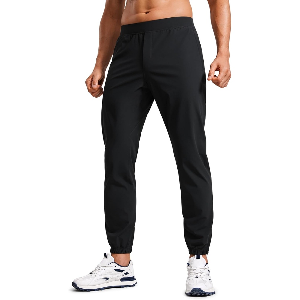 image:imageCRZ YOGA Athletic Joggers for Men 29 Lightweight Running Training Pants with Zip Pockets and Ankle ZippersBlack