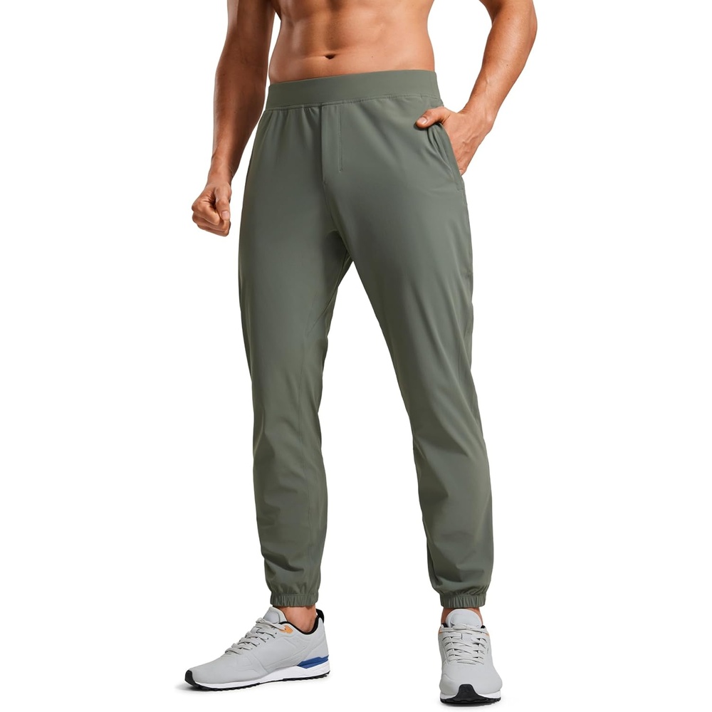 image:imageCRZ YOGA Athletic Joggers for Men 29 Lightweight Running Training Pants with Zip Pockets and Ankle ZippersGrey Sage