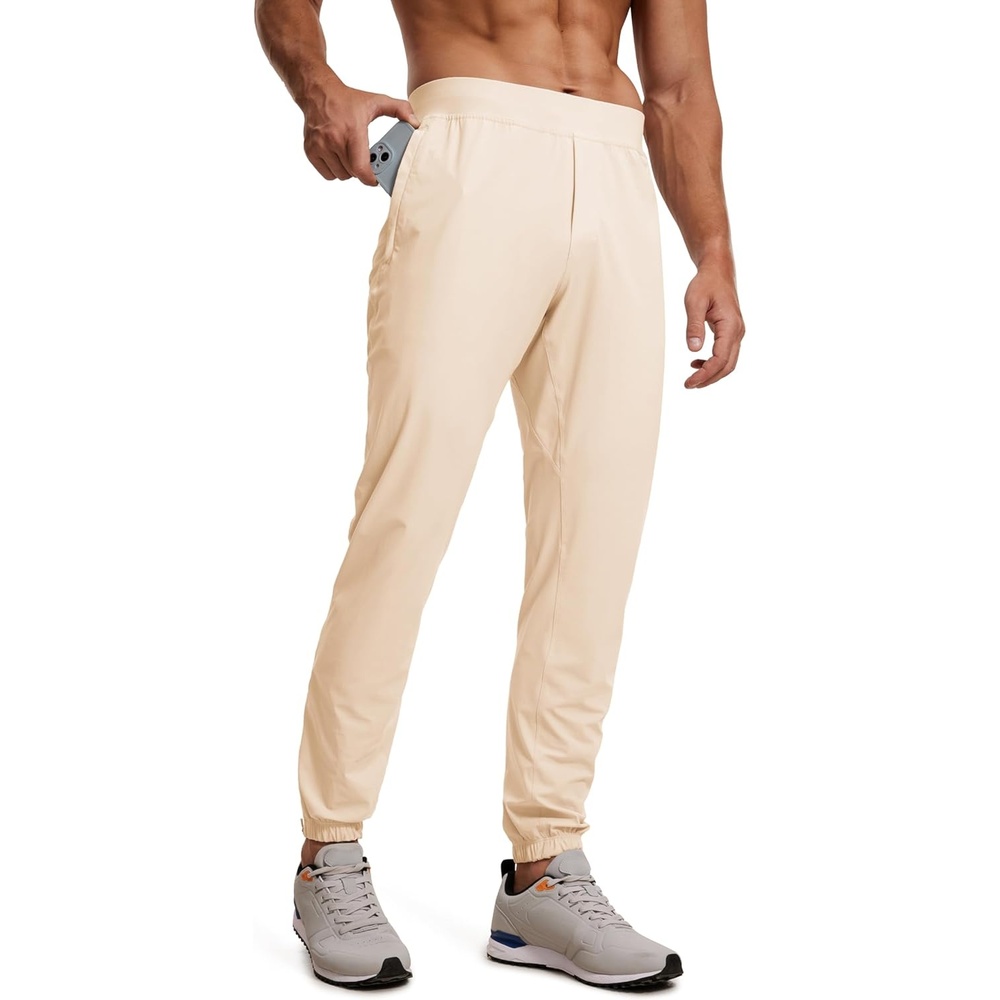 image:imageCRZ YOGA Athletic Joggers for Men 29 Lightweight Running Training Pants with Zip Pockets and Ankle ZippersRaw Linen