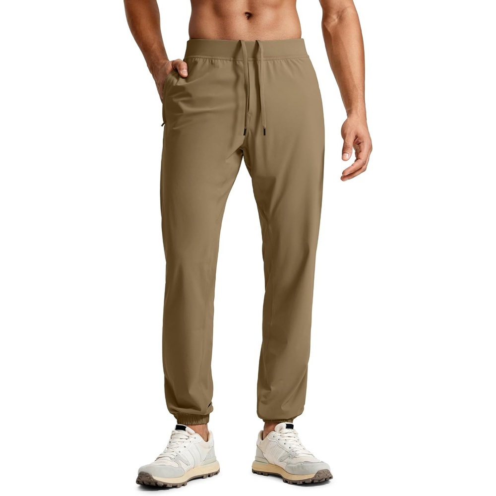 image:imageCRZ YOGA Athletic Joggers for Men 31 Lightweight Running Training Pants with Zip Pockets and Ankle ZippersArtifact Brown