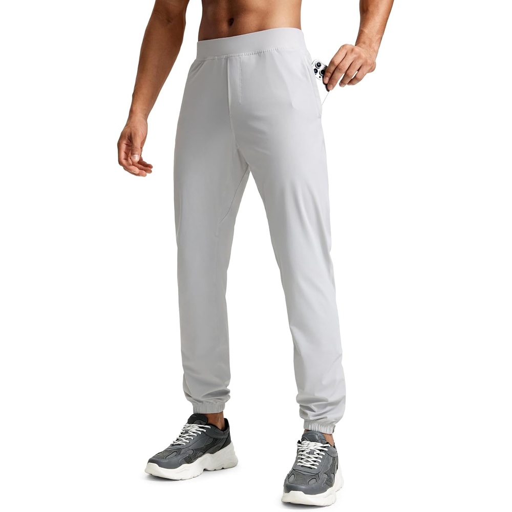 image:imageCRZ YOGA Athletic Joggers for Men 31 Lightweight Running Training Pants with Zip Pockets and Ankle ZippersPlatinum Grey