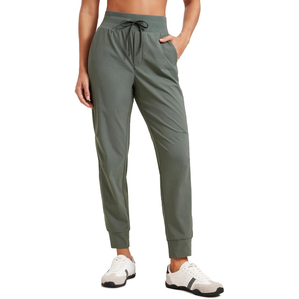 image:imageCRZ YOGA Athletic Joggers for Women 275 Lightweight Travel Outdoor Hiking Pants with PocketsGrey Sage