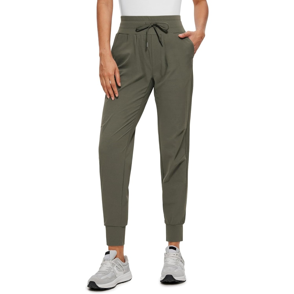 image:imageCRZ YOGA Athletic Joggers for Women 275  Lightweight Travel Outdoor Hiking Pants with PocketsLight Army Green