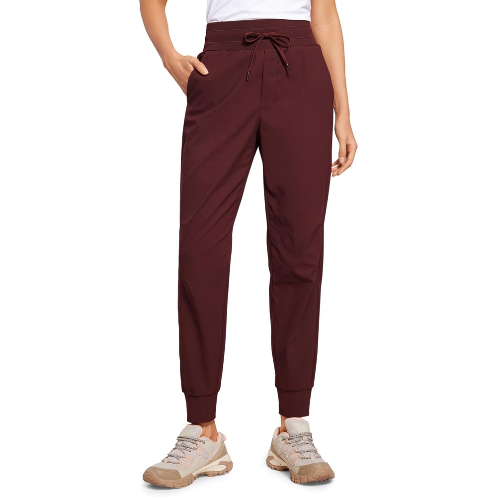image:imageCRZ YOGA Athletic Joggers for Women 275 Lightweight Travel Outdoor Hiking Pants with PocketsRed Merlot