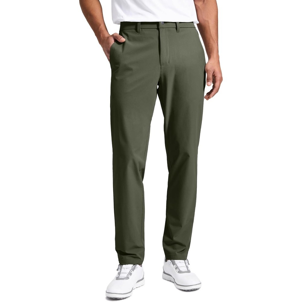 image:imageCRZ YOGA Breeze Comfy Golf Pants for Men 3032 Lightweight Quick Dry Casual Athletic Work Dress Trousers with PocketsLight Army Green