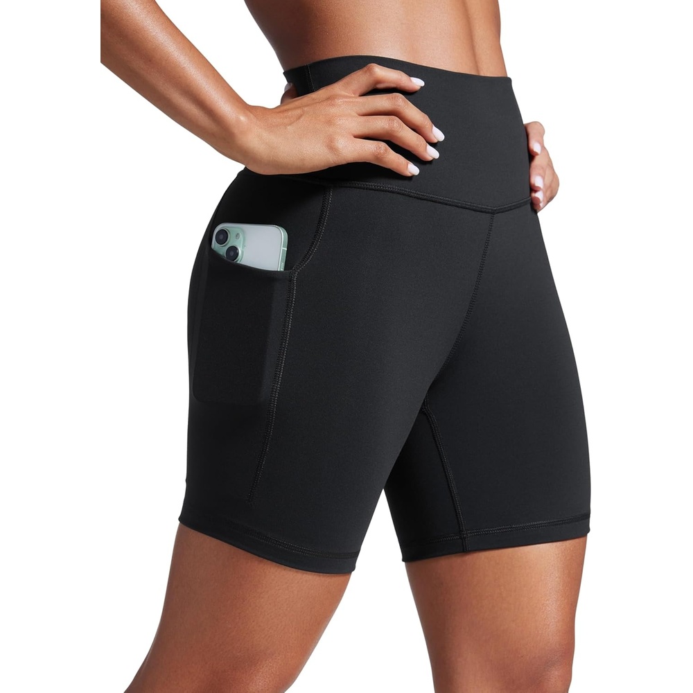 image:imageCRZ YOGA Butterbreeze Athletic Biker Shorts Pockets 6  High Waist Workout Gym Volleyball Running Yoga WomensBlack