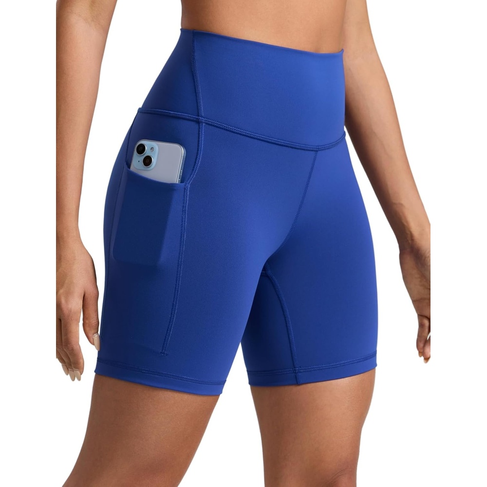 image:imageCRZ YOGA Butterbreeze Athletic Biker Shorts Pockets 6 High Waist Workout Gym Volleyball Running Yoga WomensWaves Blue