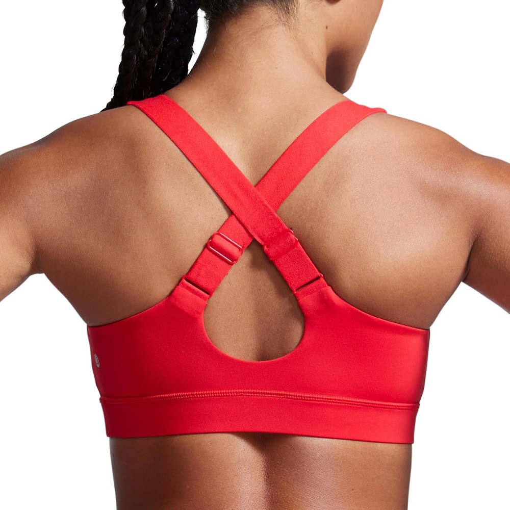 image:imageCRZ YOGA Butterbreeze Criss Cross Back Sports Bras for Women V Neck Adjustable Straps Padded Workout Training Crop TopDeep Red