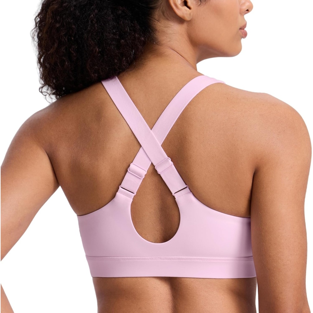 image:imageCRZ YOGA Butterbreeze Criss Cross Back Sports Bras for Women V Neck Adjustable Straps Padded Workout Training Crop TopStrawberry Pink