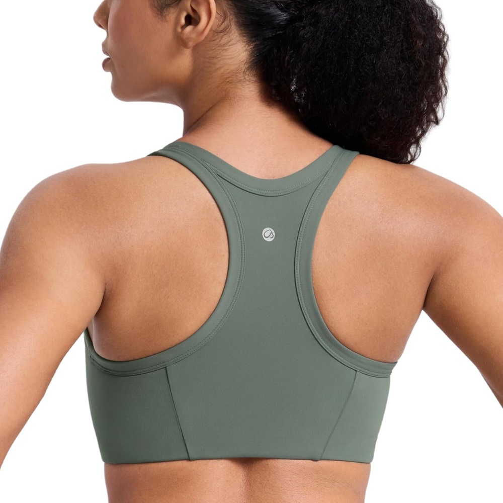image:imageCRZ YOGA Butterbreeze Racerback Sports Bras for Women Training Medium Impact Padded U Neck Crop Gym TopsGrey Sage