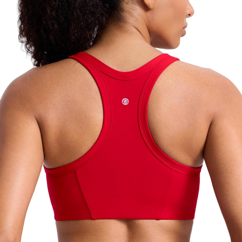 image:imageCRZ YOGA Butterbreeze Racerback Sports Bras for Women Training Medium Impact Padded U Neck Crop Gym TopsRed Chili