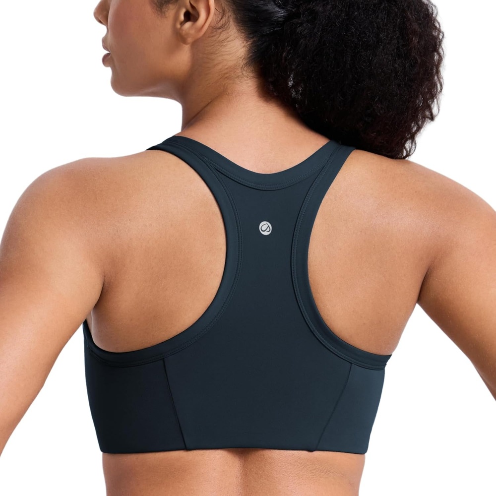 image:imageCRZ YOGA Butterbreeze Racerback Sports Bras for Women Training Medium Impact Padded U Neck Crop Gym TopsTrue Navy