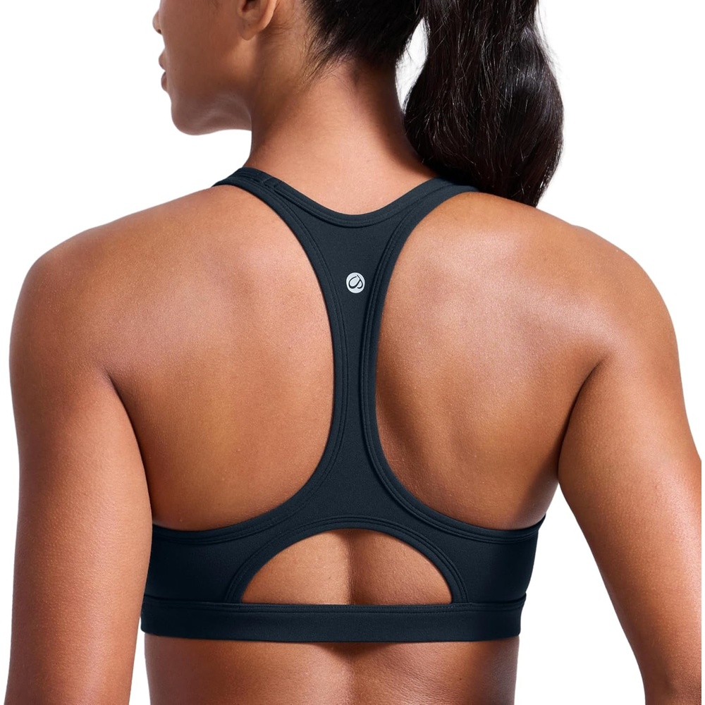 image:imageCRZ YOGA Butterlift CutOut Racerback Sports Bras for Women Scoop Neck Medium Impact Padded Pilates Gym Workout TopTrue Navy