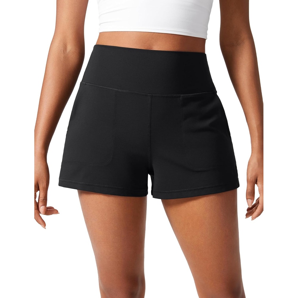 image:imageCRZ YOGA Butterlift Linerless Shorts for Women 3  High Waisted Comfy Yoga Casual Lounge Workout with PocketsBlack