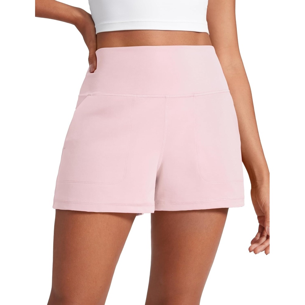 image:imageCRZ YOGA Butterlift Linerless Shorts for Women 3  High Waisted Comfy Yoga Casual Lounge Workout with PocketsStrawberry Pink
