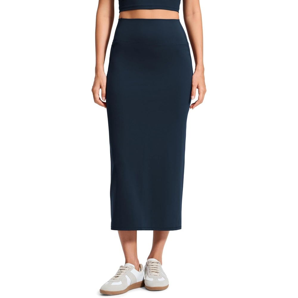 image:imageCRZ YOGA Butterlift Maxi Pencil Skirt for Women High Waisted Bodycon Casual Travel Skort with Back SlitTrue Navy