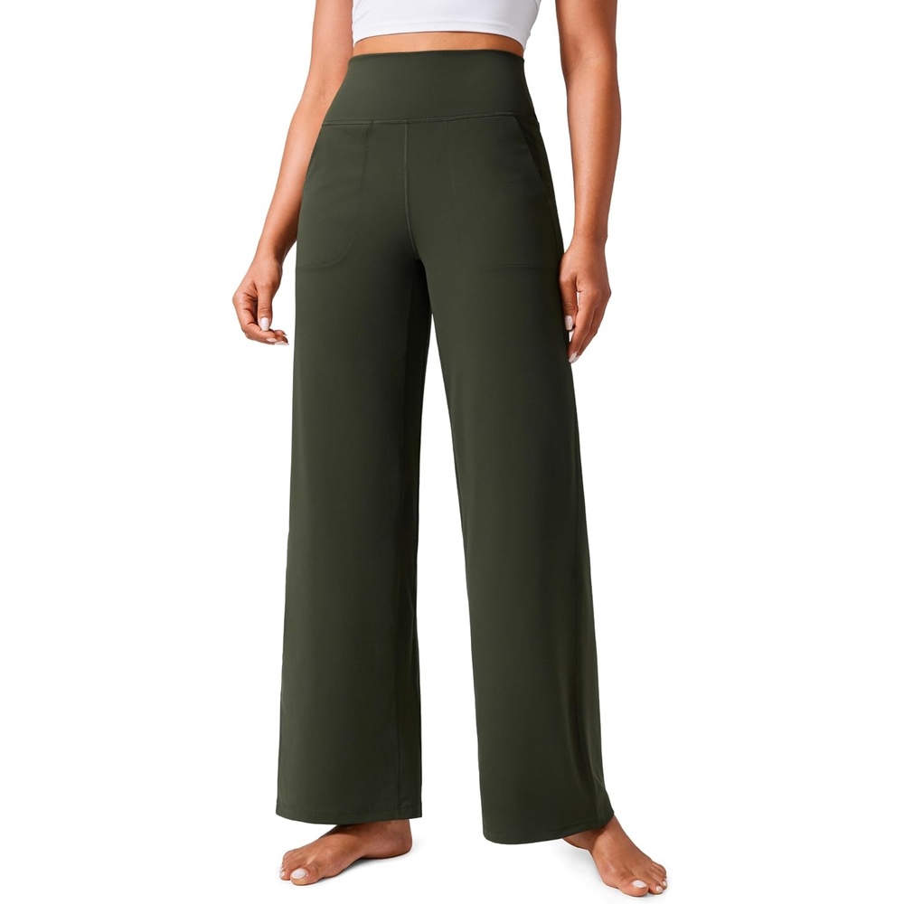 image:imageCRZ YOGA Butterlift Wide Leg Pants Pockets 293133 High Waisted Yoga Lounge Buttery Soft Comfy Casual WomensOlive Green
