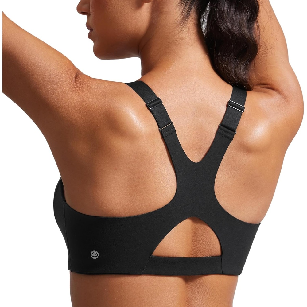 image:imageCRZ YOGA Butterlift Womens Racerback Padded Sports Bras Medium Impact Scoop Neck Adjustable Straps Gym Workout TopBlack