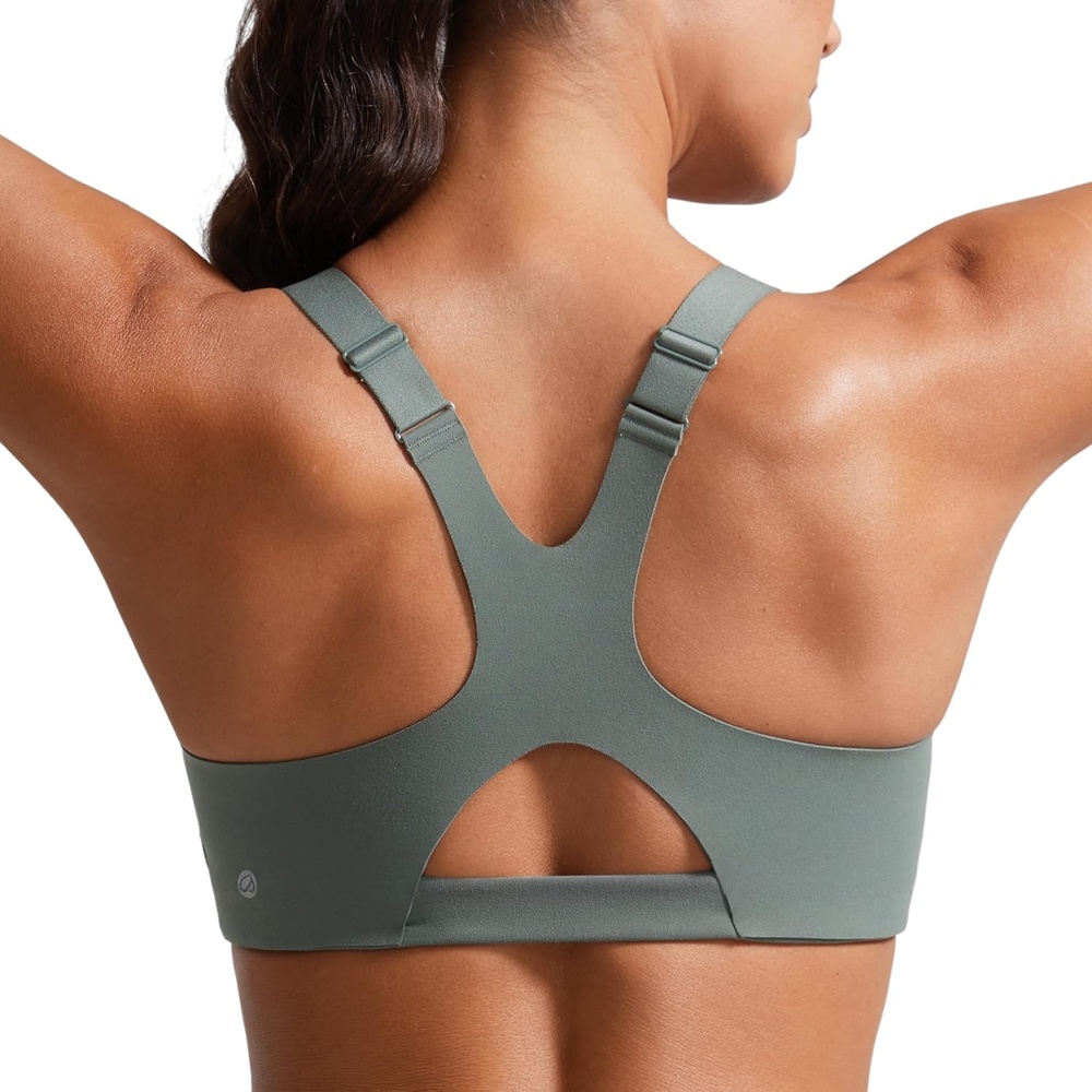 image:imageCRZ YOGA Butterlift Womens Racerback Padded Sports Bras Medium Impact Scoop Neck Adjustable Straps Gym Workout TopGrey Sage