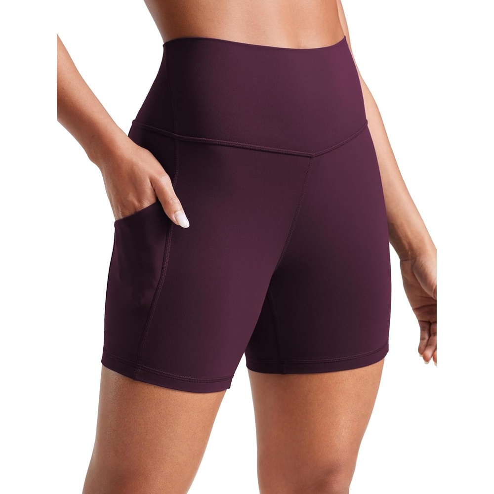 image:imageCRZ YOGA Butterluxe Biker Shorts Pockets 5 High Waisted Volleyball Workout Athletic Yoga WomensDeep Purple
