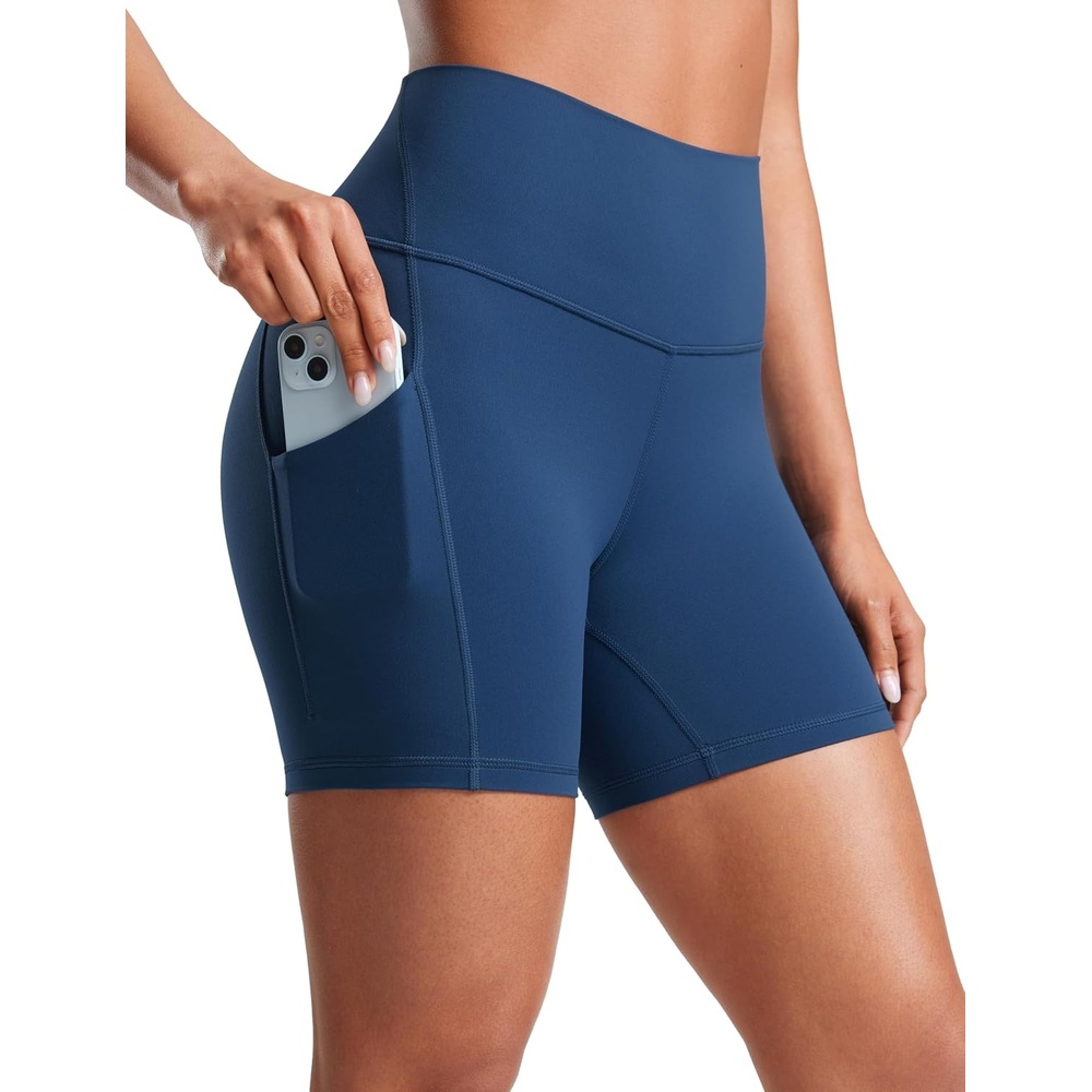 image:imageCRZ YOGA Butterluxe Biker Shorts Pockets 5 High Waisted Volleyball Workout Athletic Yoga WomensFrench Navy