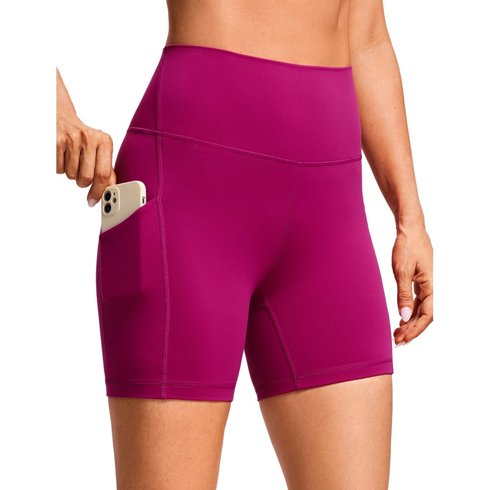 image:imageCRZ YOGA Butterluxe Biker Shorts Pockets 5 High Waisted Volleyball Workout Athletic Yoga WomensMagenta Purple