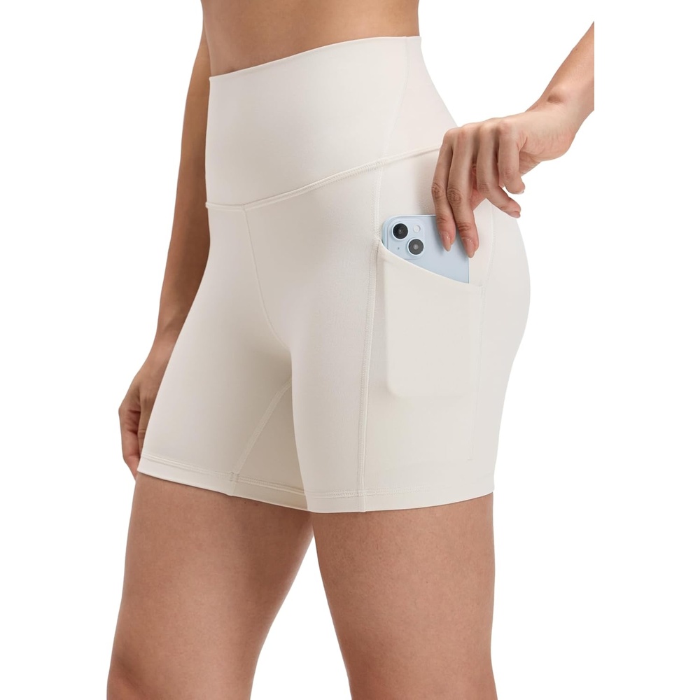 image:imageCRZ YOGA Butterluxe Biker Shorts Pockets 5 High Waisted Volleyball Workout Athletic Yoga WomensMilky White Bone