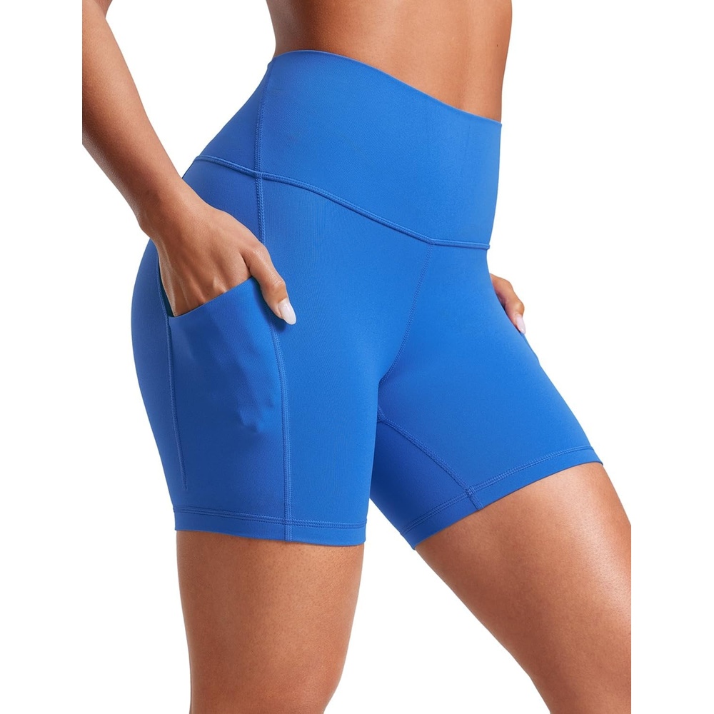 image:imageCRZ YOGA Butterluxe Biker Shorts Pockets 5 High Waisted Volleyball Workout Athletic Yoga WomensSparkle Blue
