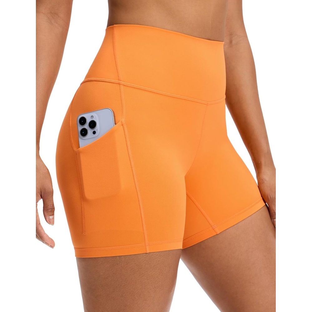 image:imageCRZ YOGA Butterluxe Biker Shorts Pockets 5 High Waisted Volleyball Workout Athletic Yoga WomensTiger Orange