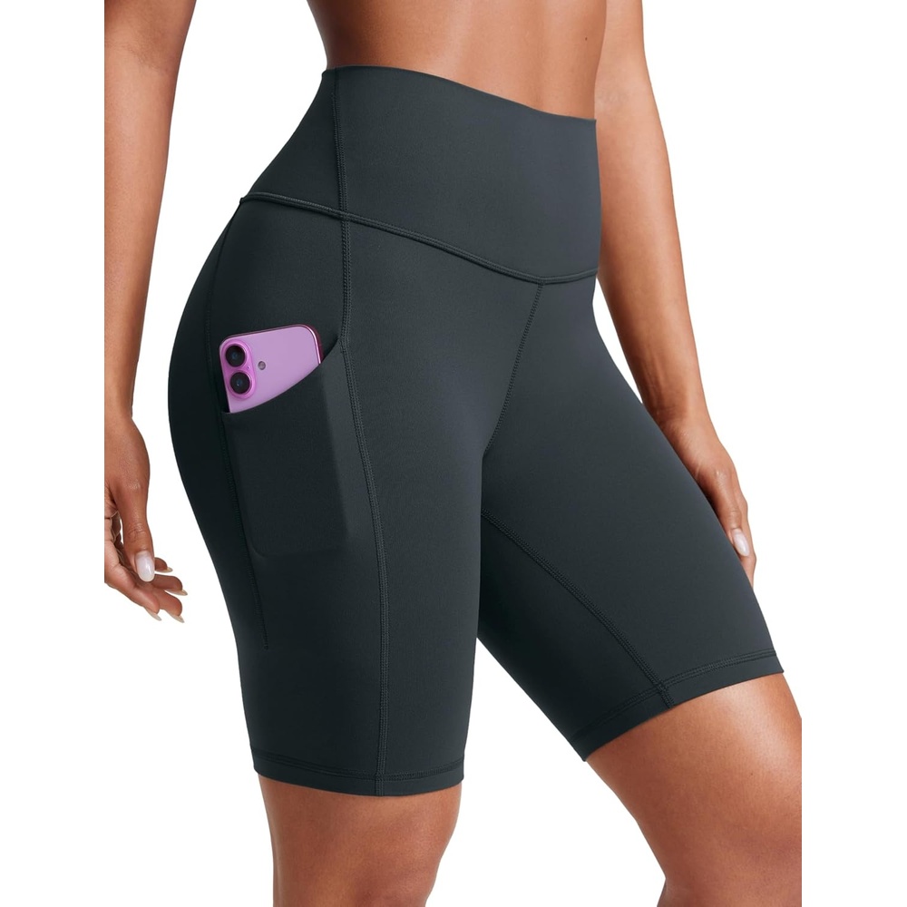 image:imageCRZ YOGA Butterluxe Biker Shorts Pockets 8 High Waisted Workout Yoga Volleyball Buttery Soft WomensDark Green