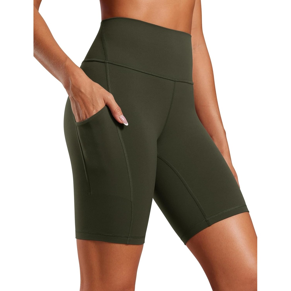 image:imageCRZ YOGA Butterluxe Biker Shorts Pockets 8 High Waisted Workout Yoga Volleyball Buttery Soft WomensOlive Green