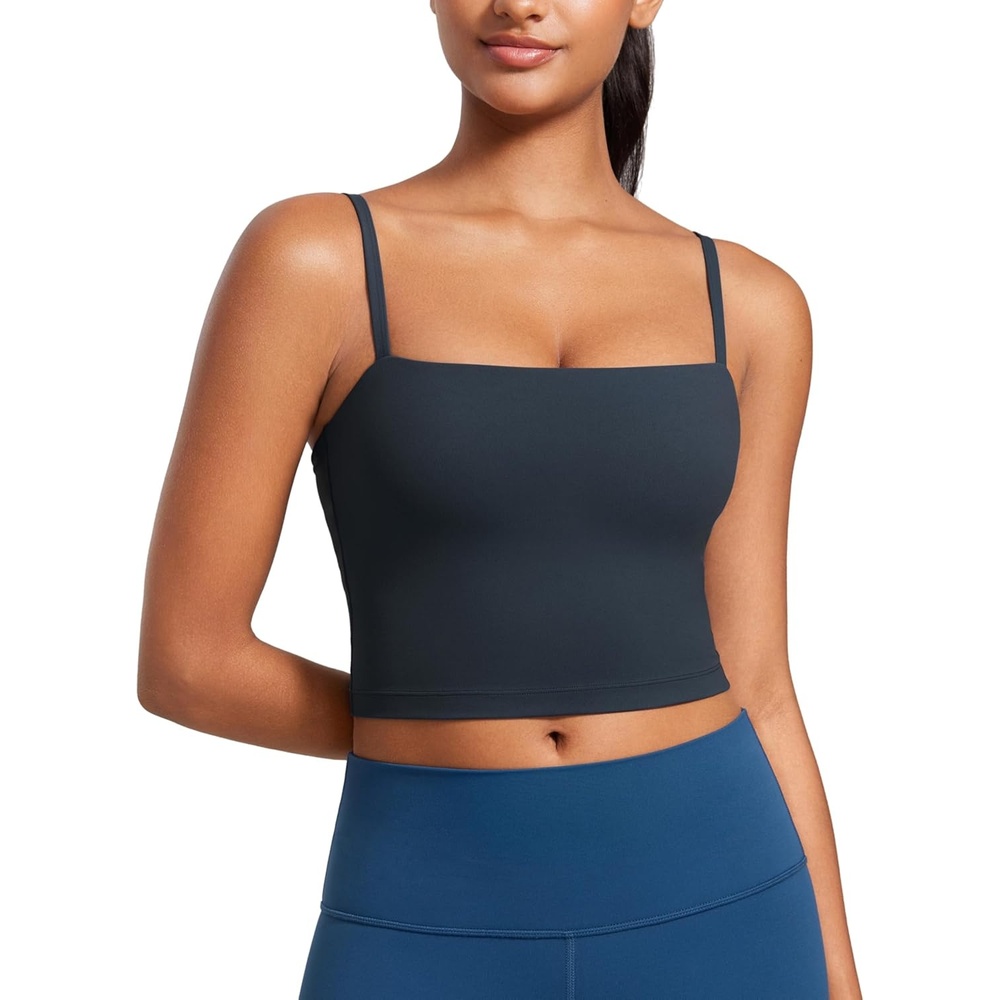 image:imageCRZ YOGA Butterluxe Cami Crop Tank Tops for Women Square Neck Adjustable Padded Longline Sports Bras Workout CamisoleTrue Navy