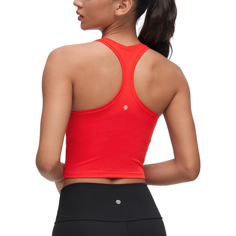 image:imageCRZ YOGA Butterluxe Crop Yoga Tank Tops for Women Workout Athletic Casual Tight Scoop Neck Racerback Sleeveless ShirtsDeep Red