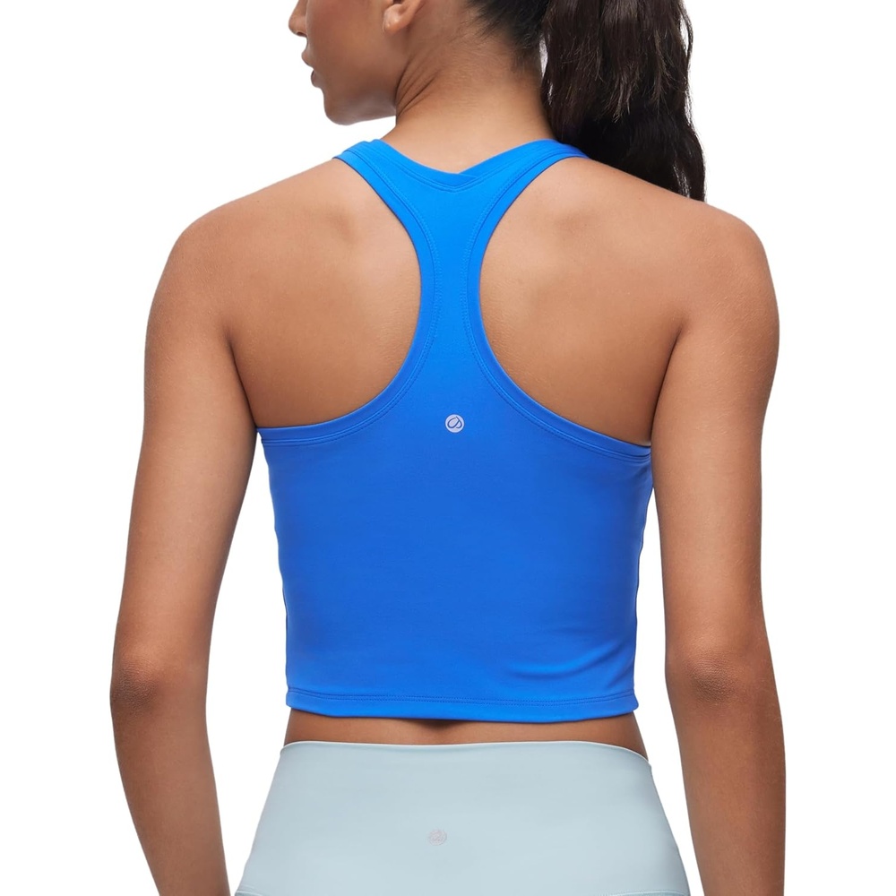 image:imageCRZ YOGA Butterluxe Crop Yoga Tank Tops for Women  Workout Athletic Casual Tight Scoop Neck Racerback Sleeveless ShirtsSparkle Blue